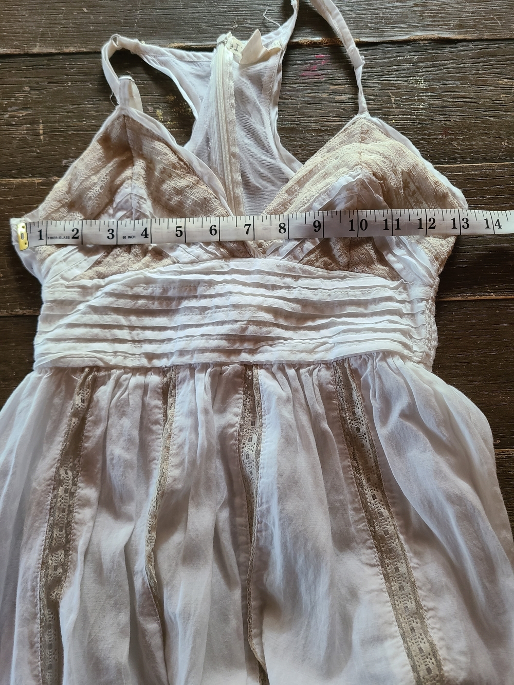 Billabong Cream Boho Babydoll Mini Dress Gauze Beach CoverUp Racerback Small - Picture 9 of 11